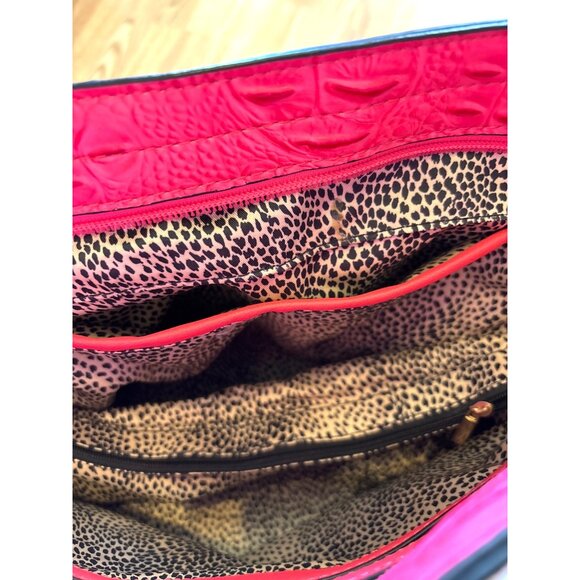 Pink Textured Handbag Ostrich Alligator With Gold Ring Accent shoulder purse PVC - Picture 6 of 16